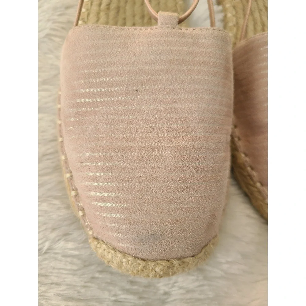 Eileen Fisher Womens Suede Metallic Stripe Espadrille Flats Blush Pink Size 8.5